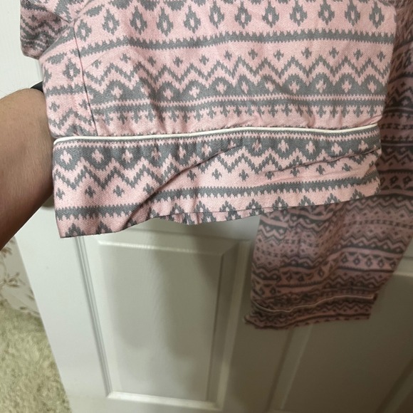 Lands End Women XL Pink Gray Fair Isle Pajama Pants Cotton Lounge Sleepwear - Picture 2 of 7
